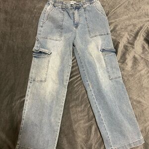 Light Wash Cargo Denim Pants